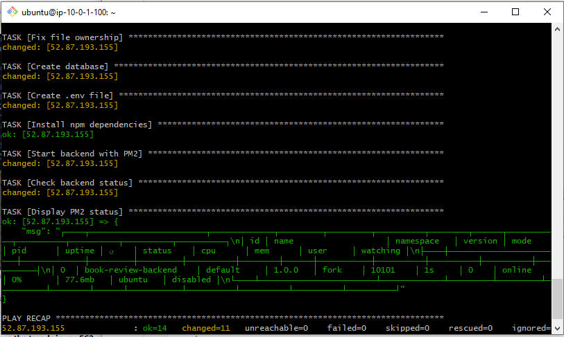 Ansible playbook running